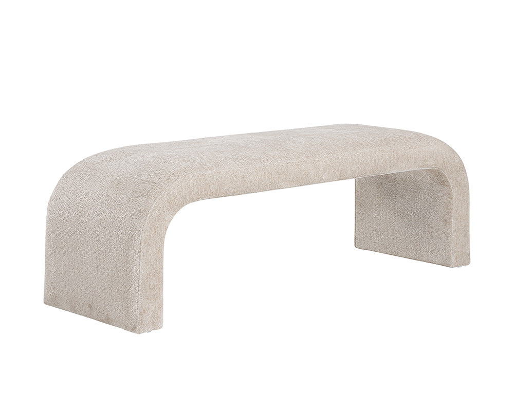 Nahara Taupe Plush Upholstered Arch Bench