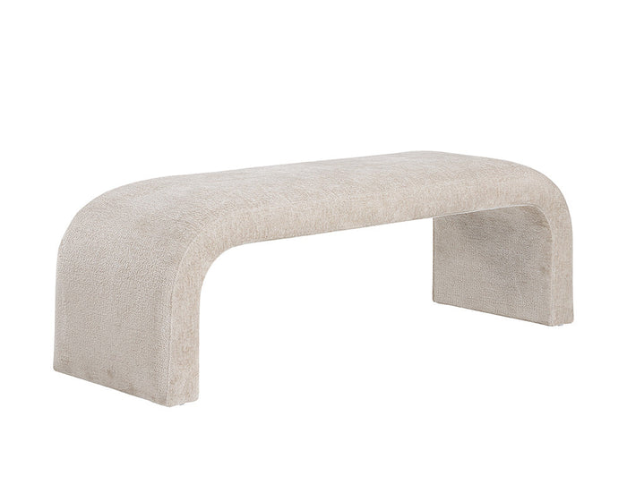 Nahara Taupe Plush Upholstered Arch Bench