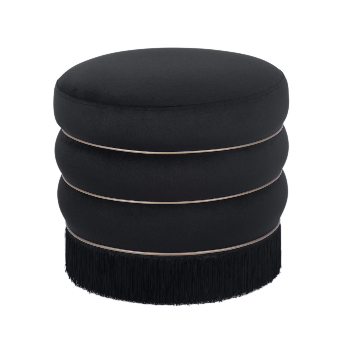 Ettros 17.2" Round Black Performance Velvet Ottoman