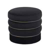 Ettros 17.2" Round Black Performance Velvet Ottoman