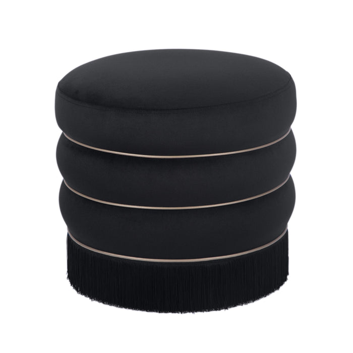 Ettros 17.2" Round Black Performance Velvet Ottoman