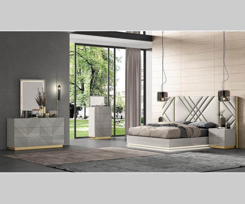 Erikka Grey Faux Leather Bedroom Set