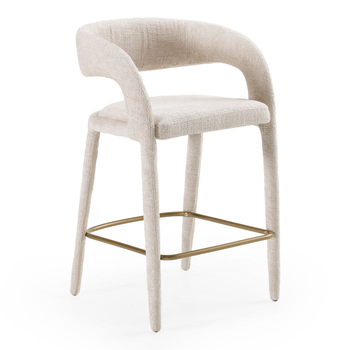 Flora Modern Ivory Beige & Gold Counter Stool
