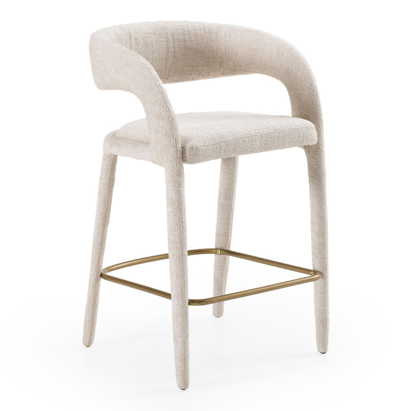 Flora Modern Ivory Beige & Gold Counter Stool