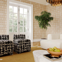 Geo Black Geometric Jacquard Weave Stool