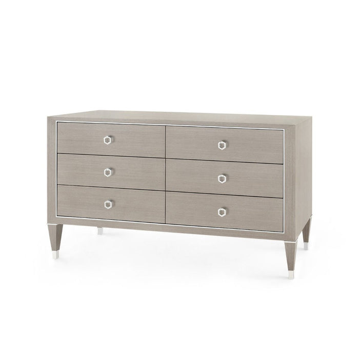 Lanna Extra Large Taupe Grey and Nickel Dresser