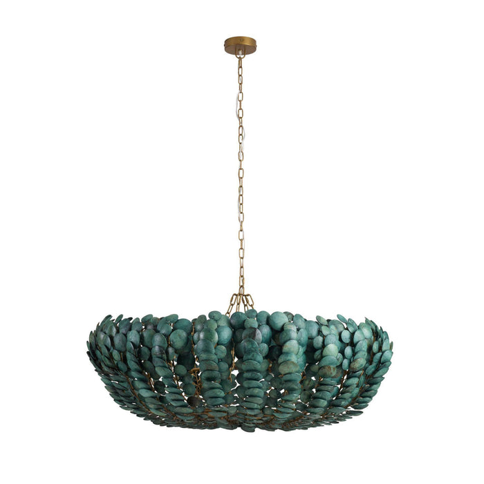 Bilal 52" Eucalyptus Stain Coco Shell Round Chandelier