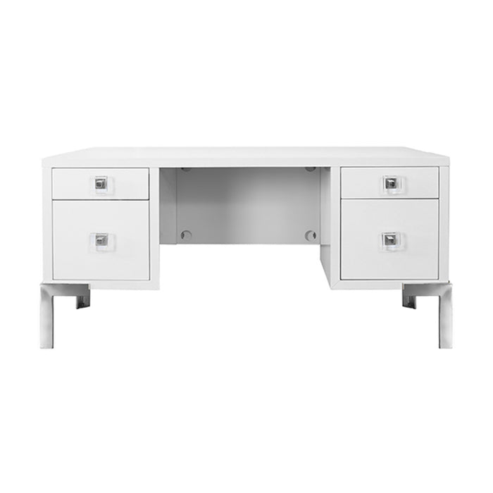 Camilla White Desk with Acrylic & Silver Accents