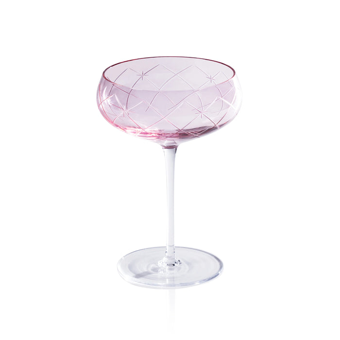 Audrey Blush Hand Etched Martini/Champagne Glass  - Set of 8