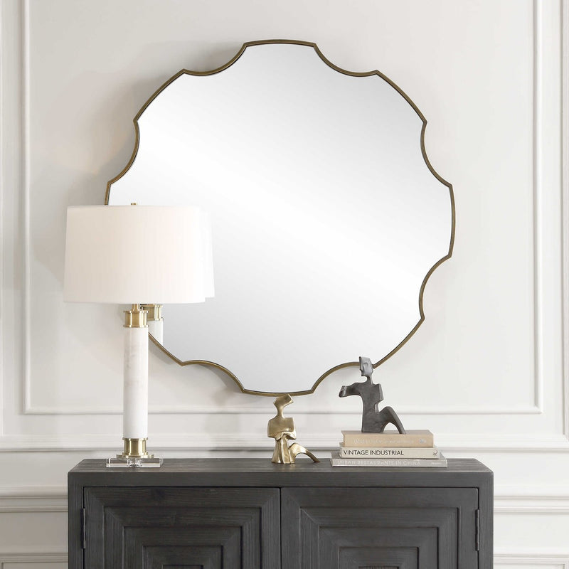 Alure 39" Antiqued Golden Bronze Iron Mirror