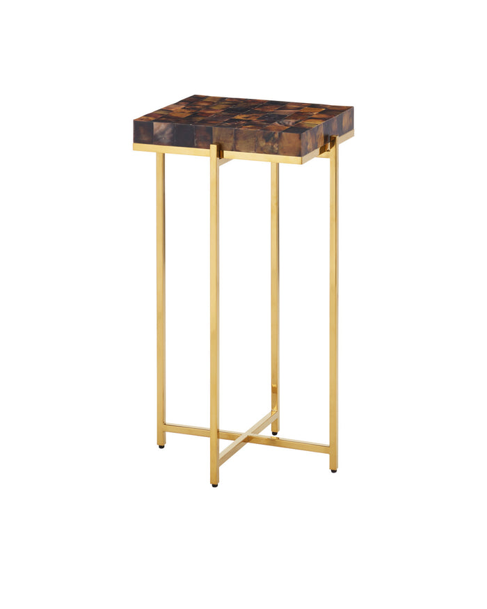 Theodora Mosaic Shell Brown & Brass Martini Table