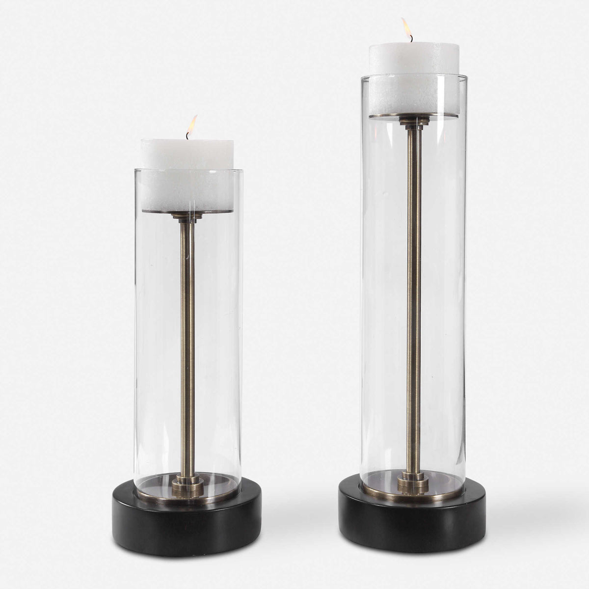 Charleze Clear Glass Candleholders (Set of 2)