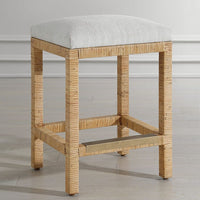 Mary Off White Natural Rattan Counter Stool