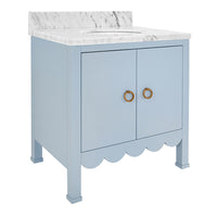 Marleigh 30.5" Light Blue Scallop & Marble Bath Vanity