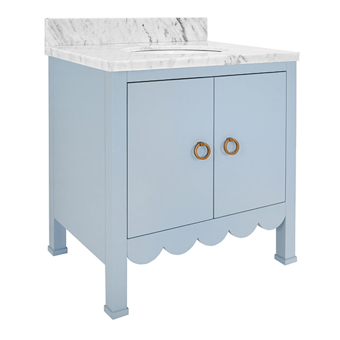 Marleigh 30.5" Light Blue Scallop & Marble Bath Vanity