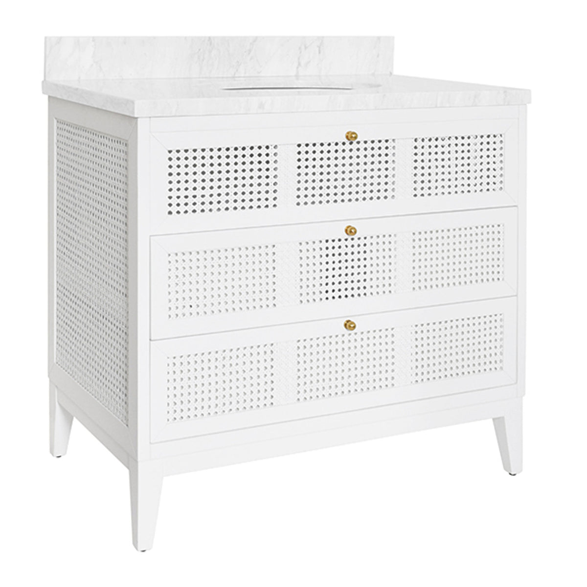 Sariah 36.5" White Cane & Marble Bath Linen