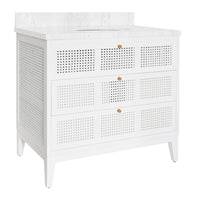 Sariah 36.5" White Cane & Marble Bath Linen