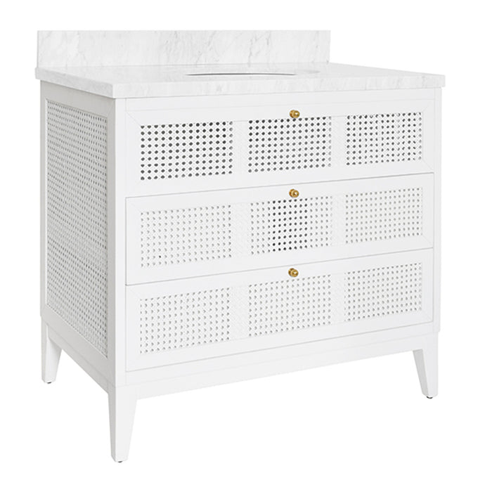 Sariah 36.5" White Cane & Marble Bath Linen