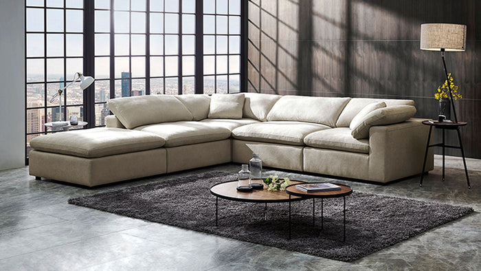 Trilla Modern Modular Cream Fabric Sectional Sofa