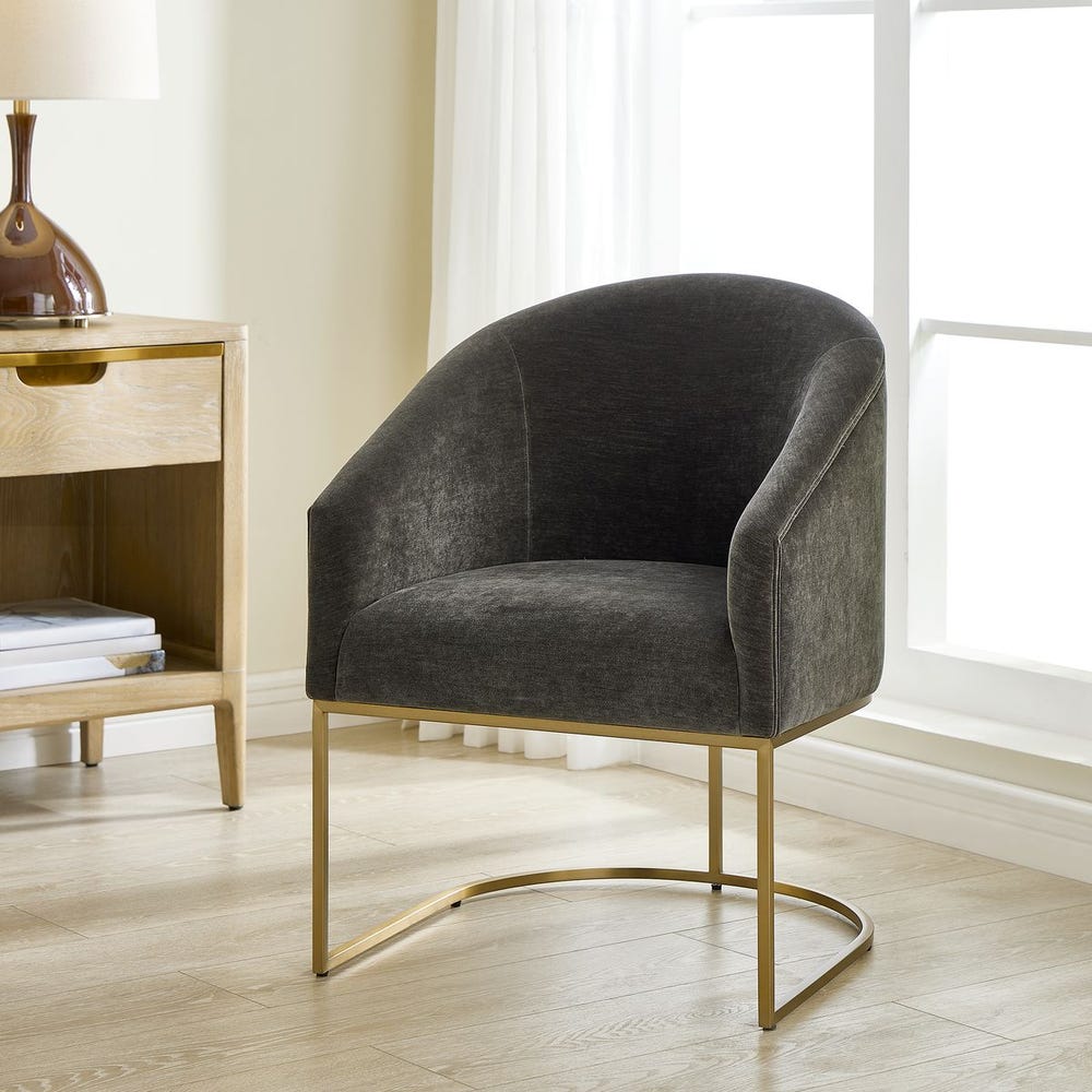 Bianca Grey Velvet  & Gold Dining Arm Chair