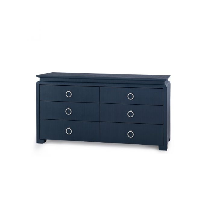 Vani Extra Large Storm Blue Dresser - Round Silver Handles