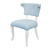 Oceane Light Blue Performance Linen & White Dining Chair