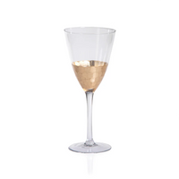 Fez Cut Glass Red Wine Glass with Gold Leaf - Set of 12