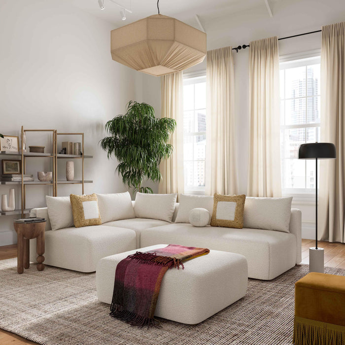 Karsyn 64" Plush Cream Performance Linen Modular Loveseat
