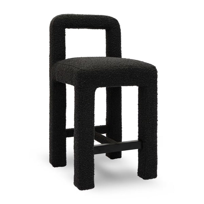 Hazel Black Boucle Counter Stool