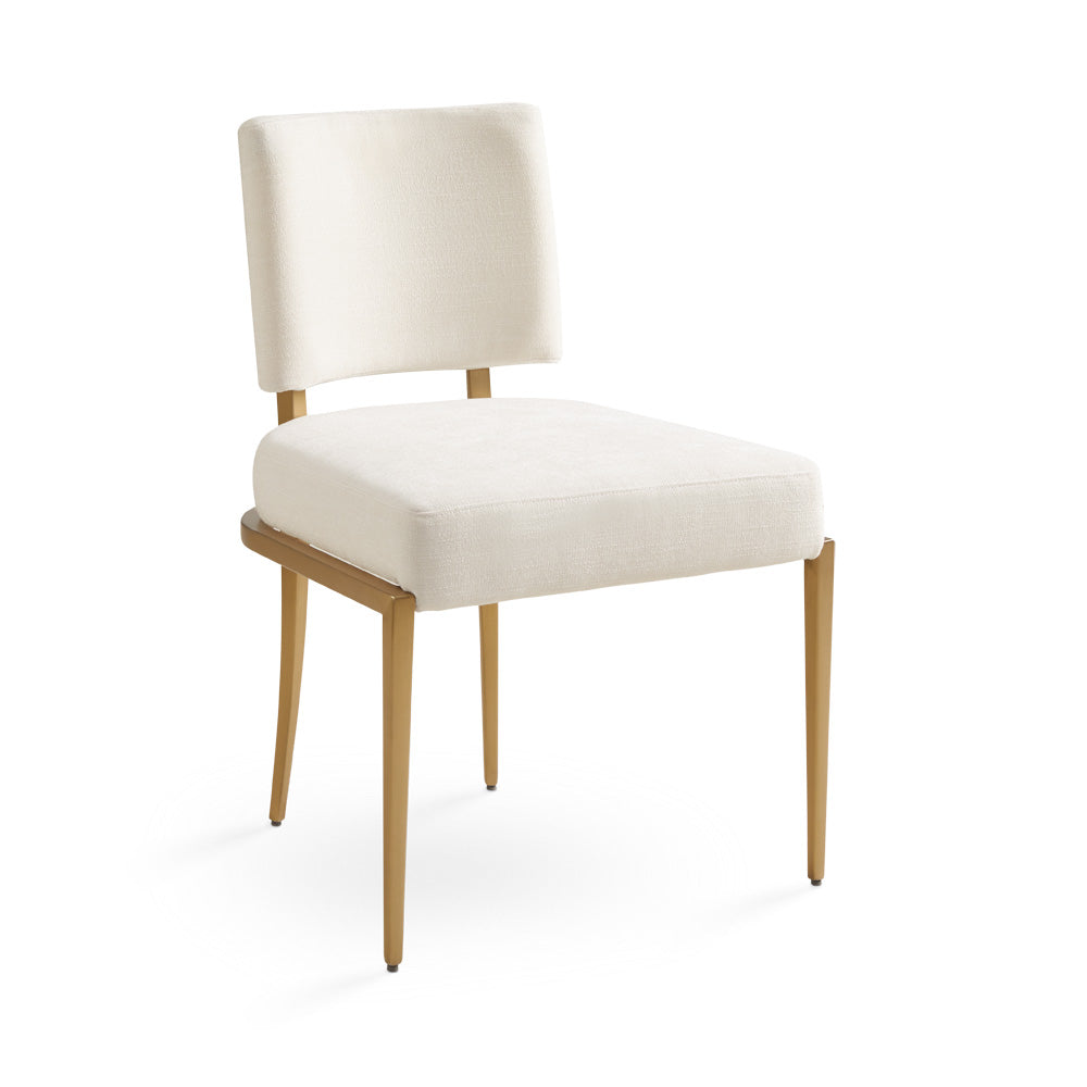 Rebeka Ivory Linen & Gold Dining Chairs - Without Arms (Set of 2)