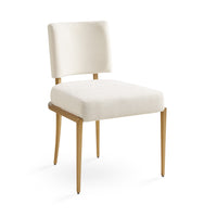 Rebeka Ivory Linen & Gold Dining Chairs - Without Arms (Set of 2)