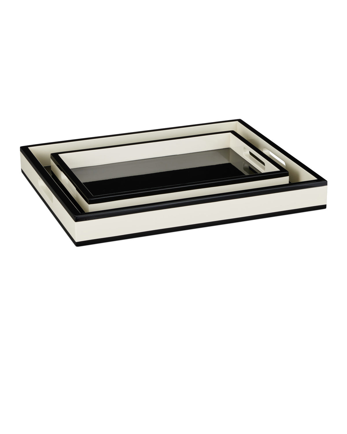 Cosette Ivory & Black Lacquer Tray (Set of 2)