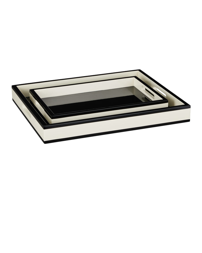 Cosette Ivory & Black Lacquer Tray (Set of 2)