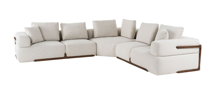 Tieara Modern Off White Fabric Sectional Sofa