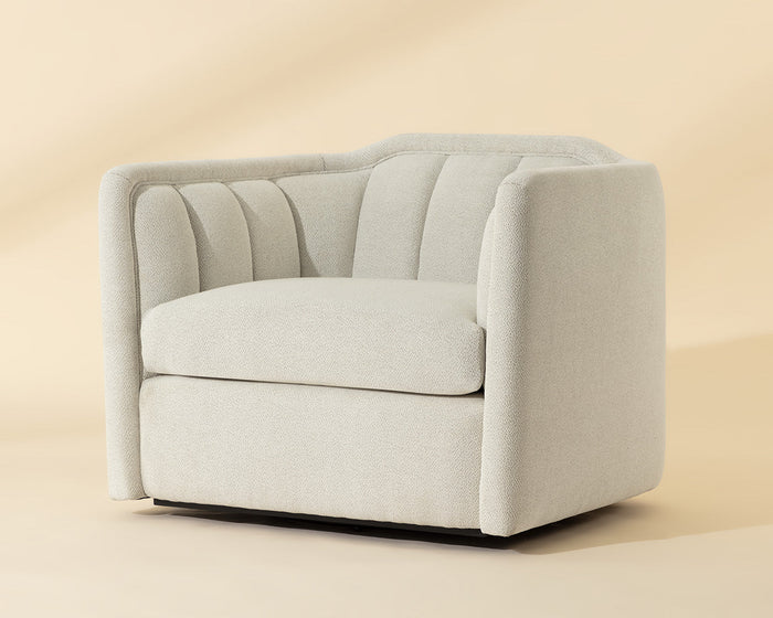 Birrit Greige Performance Fabric Swivel Armchair