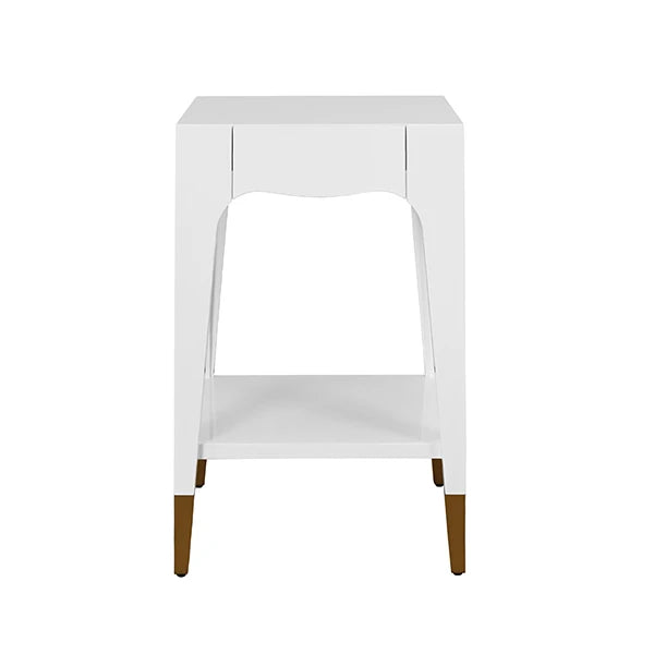 Julia 20" White & Gold Nightstand/Accent Table