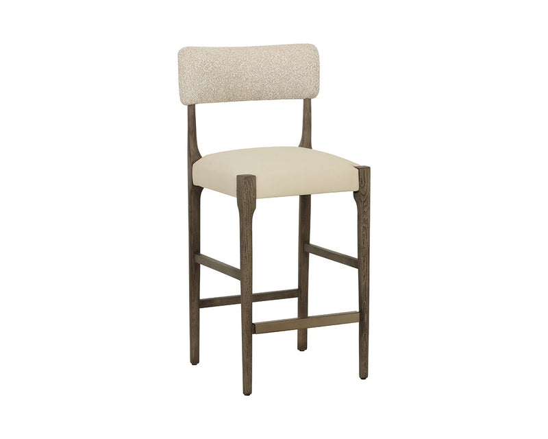 Guardi Oatmeal Fabric & Faux Leather Counter Stool