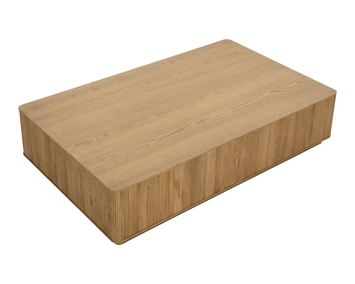 Kalla 65" Natural Oak & Brushed Gold Coffee Table