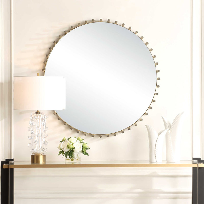 Avelyne 37" Gold Round Mirror