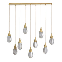 Giselle 51" Smoke Glass & Antique Brass Linear Multi-Port Chandelier