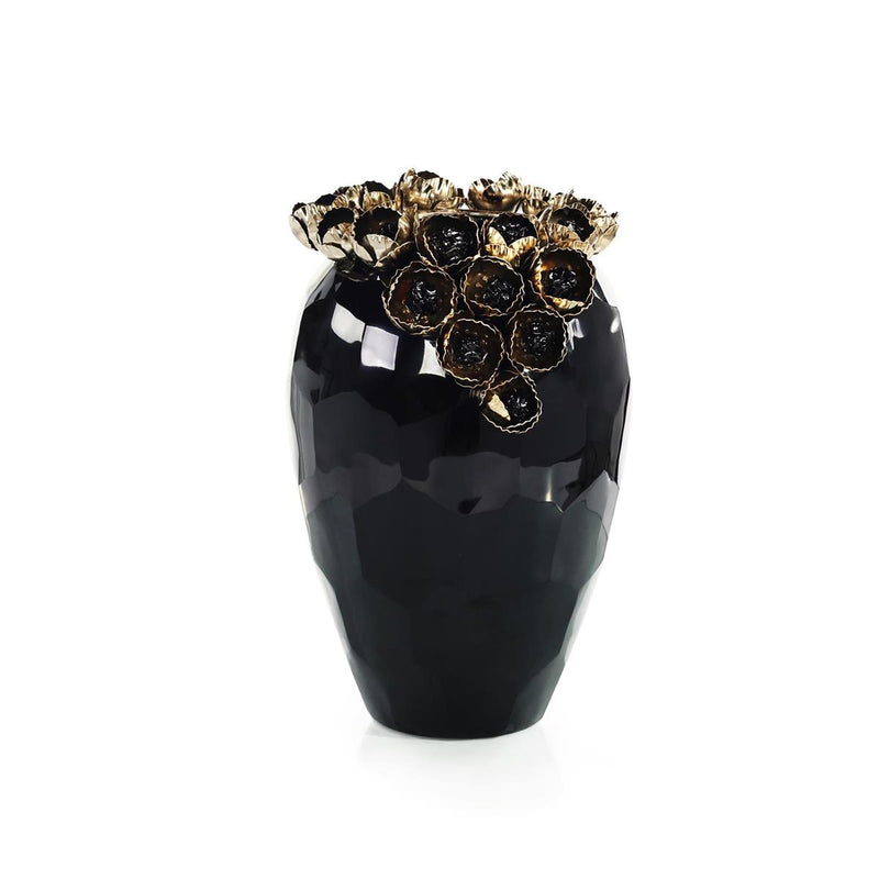 Brass Poppy & Black Vase (2 Sizes Available)