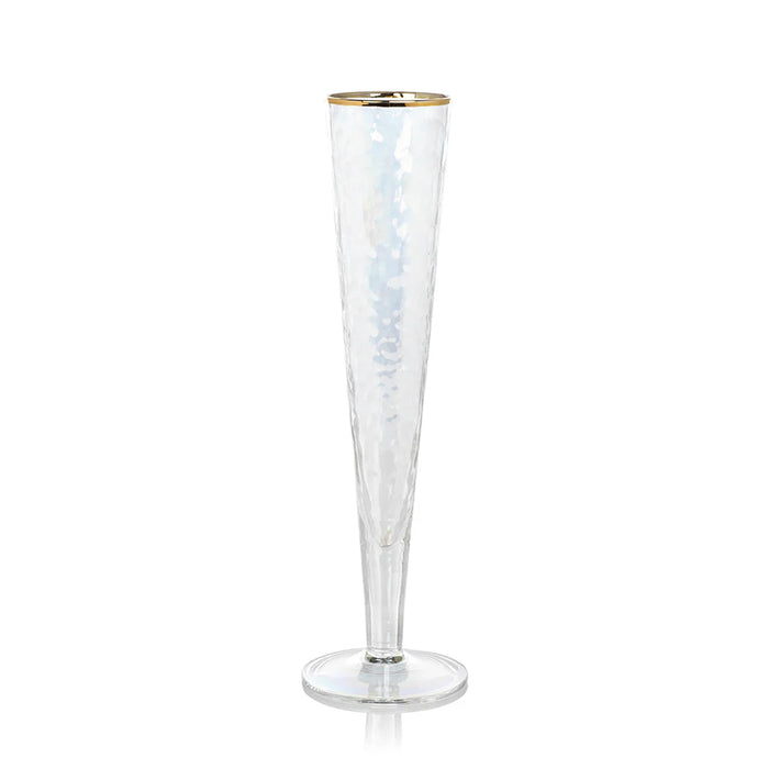 Aperitivo Slim Champagne Flute Luster with Gold Rim - Set of 12