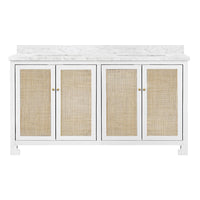 Airah 60" White Cane & Marble Bath Vanity