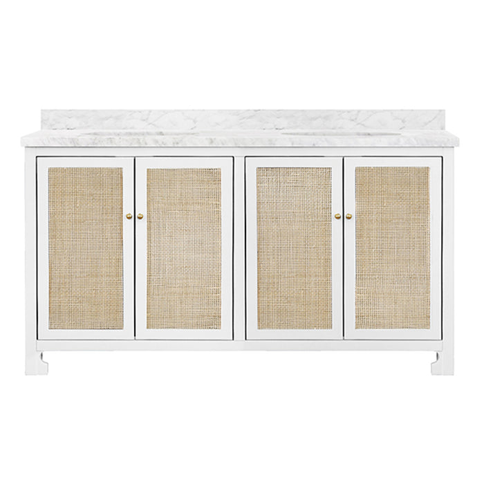 Airah 60" White Cane & Marble Bath Vanity
