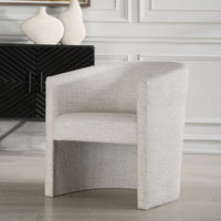 Barrel White Boucle Dining Chair/Accent Chair