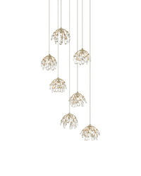 Crystal Bud 7-Light Round Multi-Drop Pendant