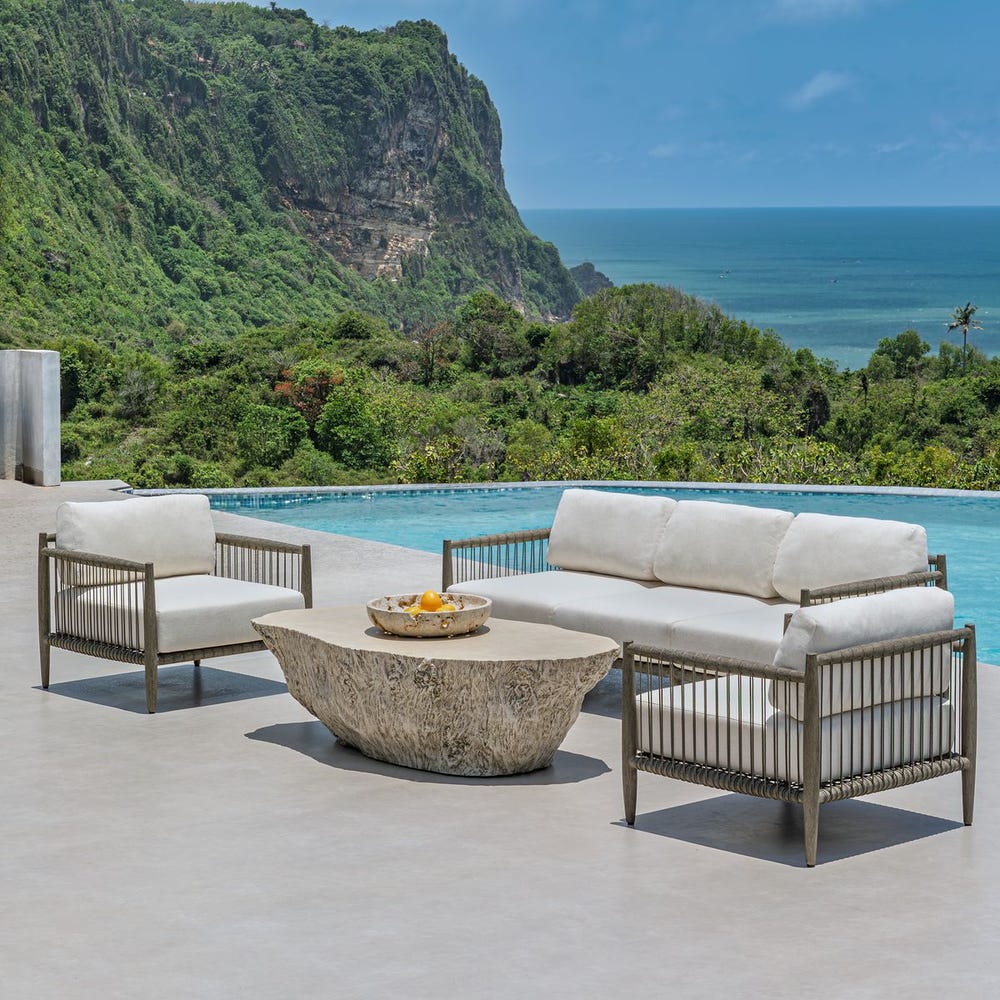 Clara White & Grey Outdoor Lounge Chair