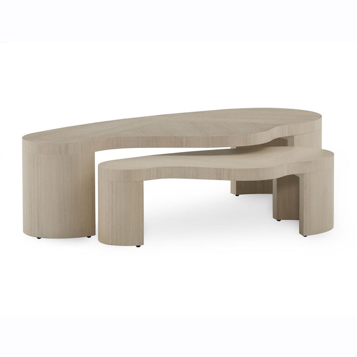 Bibi Curved White Washed Oak Coffee Table (Set of 2)