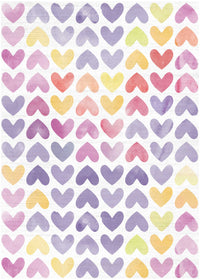 Pastel Multicolour Hearts Area Rug