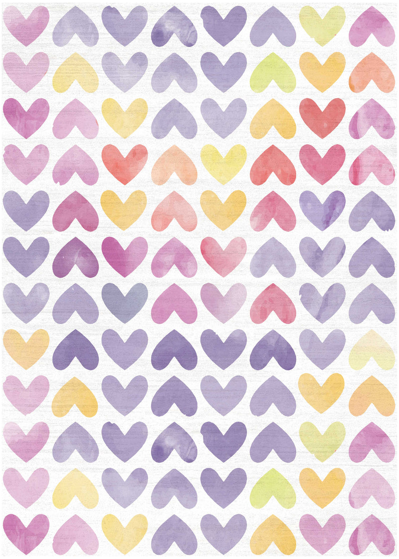 Pastel Multicolour Hearts Area Rug